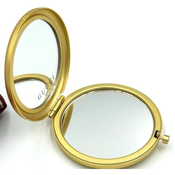 Gucci Beauty Floral Gold Compact Mirror with Snap Pouch NEW - Picture 7 of 11